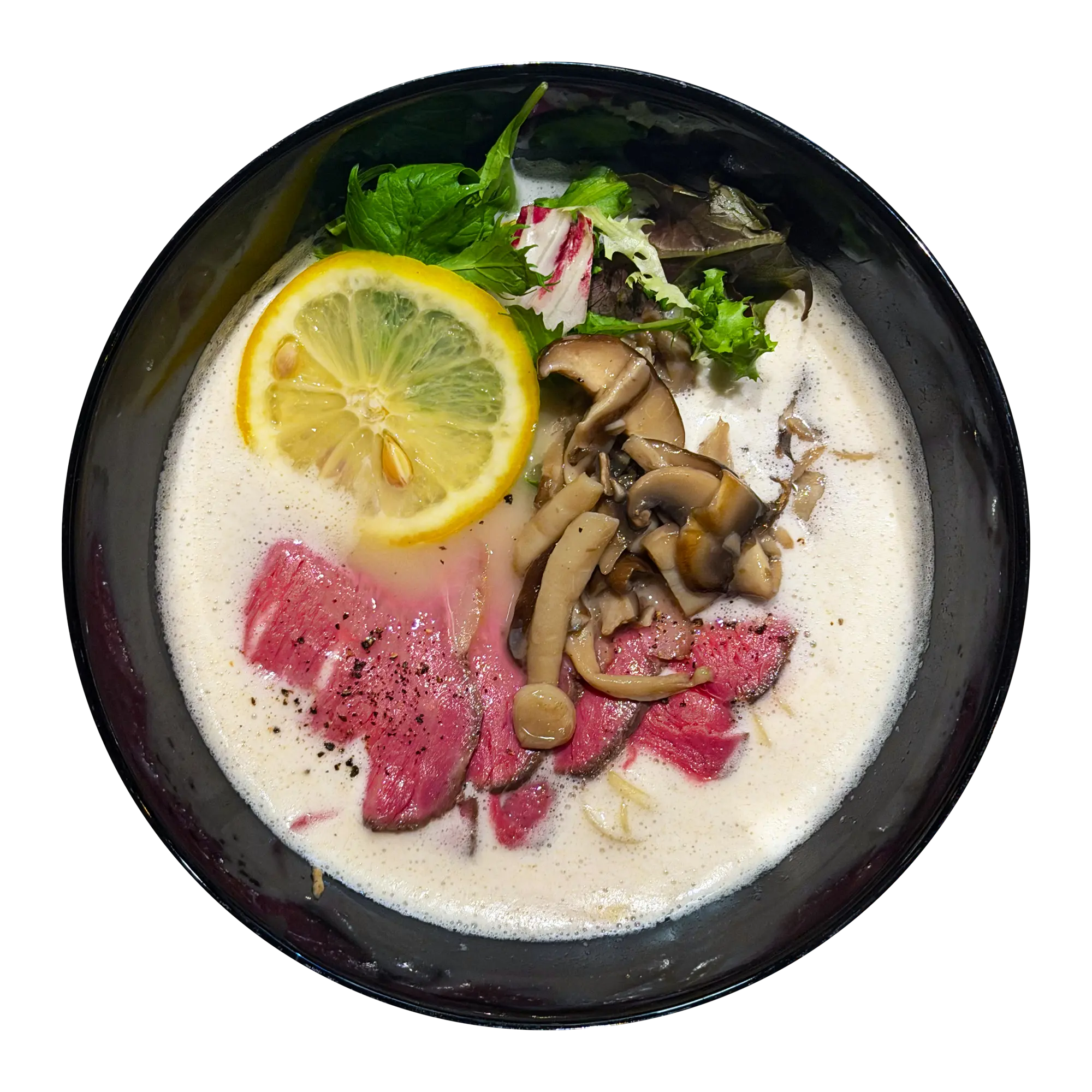Ramen with Japanese Mushrooms and A5 Wagyu, Menya Shishimaru, Madrid, Spain